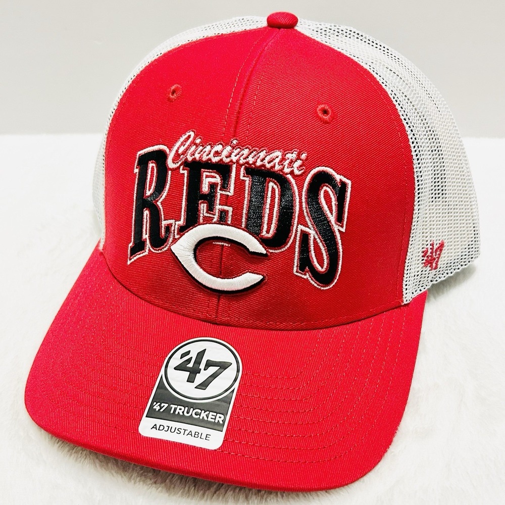 '47 Brand Cincinnati Reds Keystone Trucker Hat‎ Cap Snapback Adjustable Red MLB